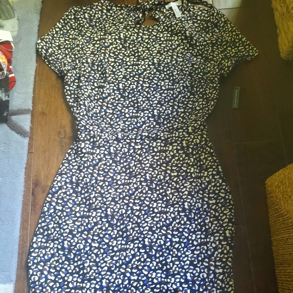Leith size small women's dress in black and blue and white
